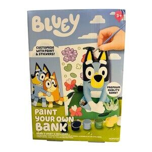 Bluey Paint Your Own Bank Craft Kit With Acrylic Paint Strips And Sticker Sheet